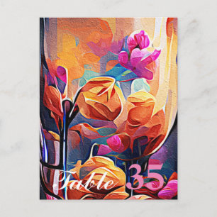 Abstrakt blomkonst orange röd blå blommor vykort