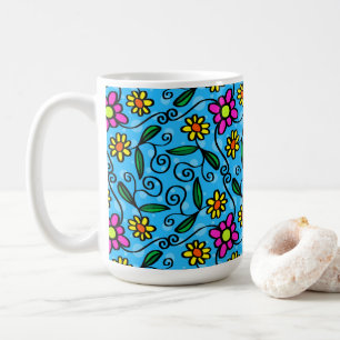 Abstrakt blomkrukka för kaffe kaffemugg