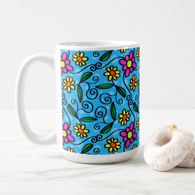Abstrakt blomkrukka för kaffe kaffemugg (Med munk)