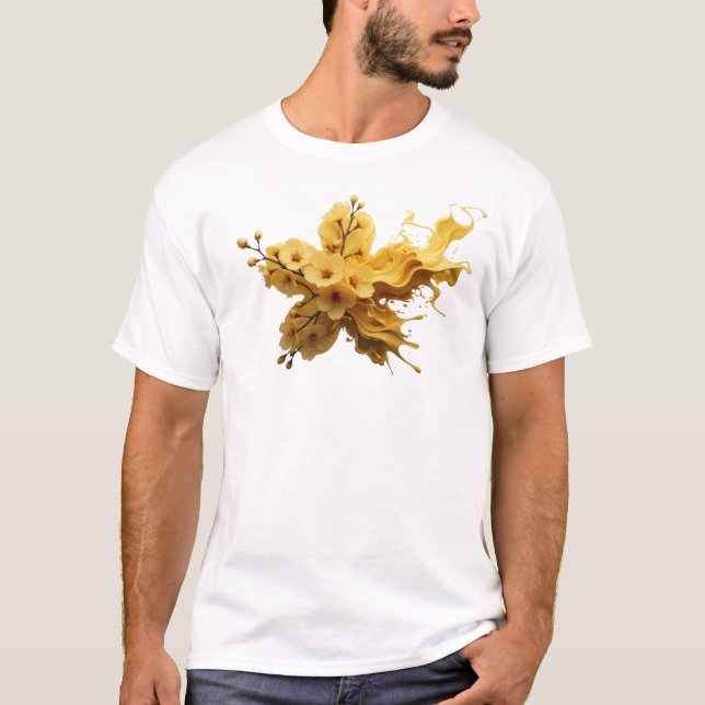 ABSTRAKT BLOMMA 33 Unik Grafisk Print T Shirt (Framsida)
