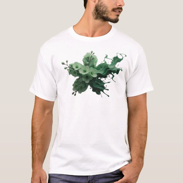 ABSTRAKT BLOMMA 34 Trendig modeutskrift T Shirt (Framsida)
