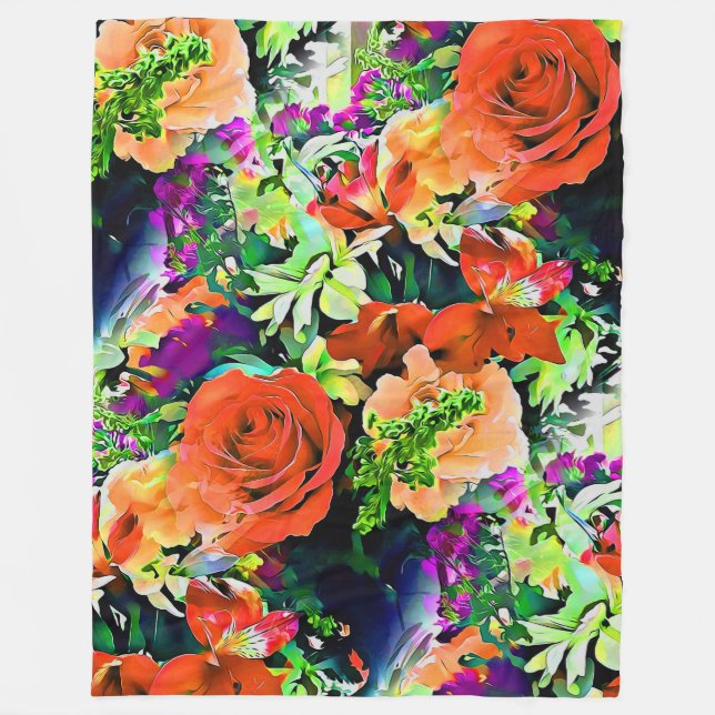 Abstrakt Blomma Blommig Flanellfilt Fleecefilt (Framsidan)