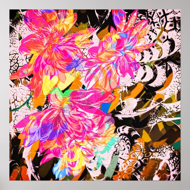 Abstrakt, blomma och djurtryck poster (Framsidan)