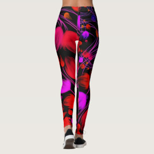 Abstrakt blomma och löv vatten färg leggings