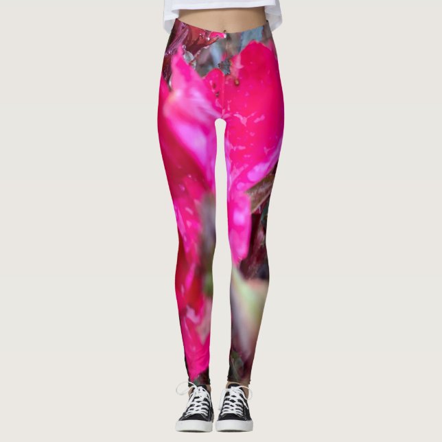 Abstrakt blommadamasker leggings (Framsida)