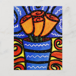 Abstrakt blommar i färgrik konstvykort för vas vykort