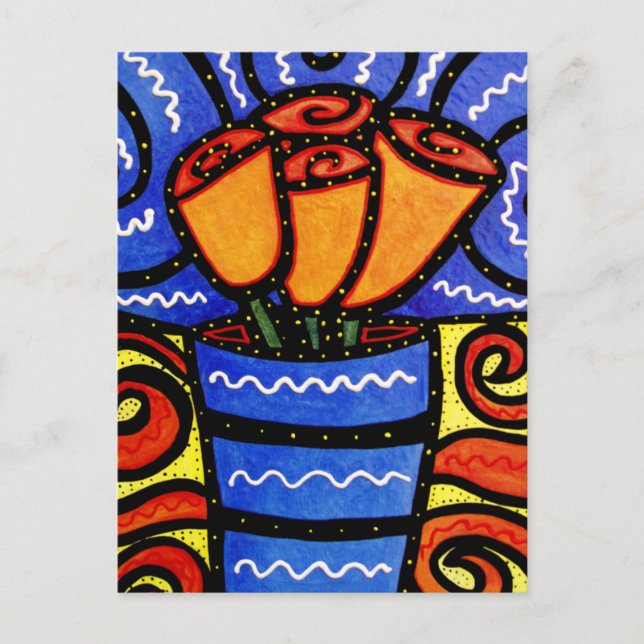 Abstrakt blommar i färgrik konstvykort för vas vykort (Framsida)