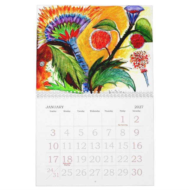Abstrakt blommar kalendern kalender (Jan 2027)