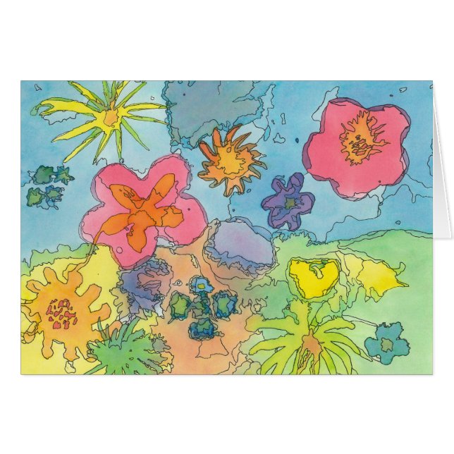 Abstrakt blommar kortet hälsningskort (Framsidan Horizontal)
