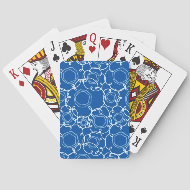 Abstrakt blommatris (kunglig blå) finkonst casinokort (Baksidan)