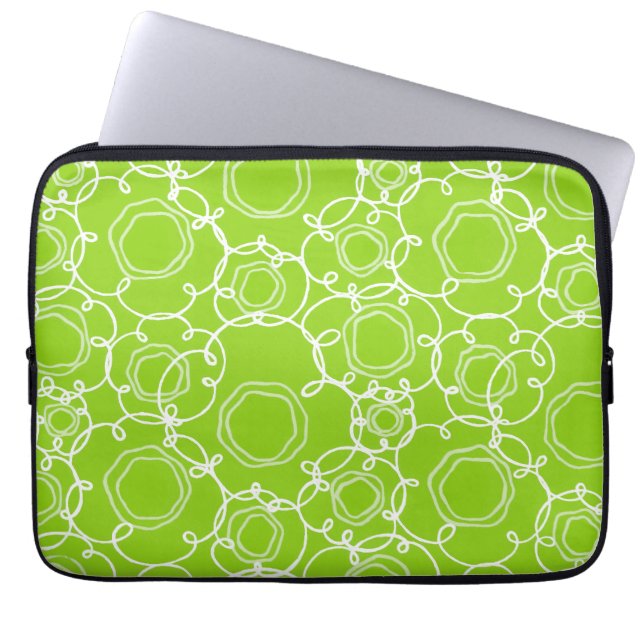 Abstrakt blommatris (Lime) finkonst Laptop Fodral (Framsidan)