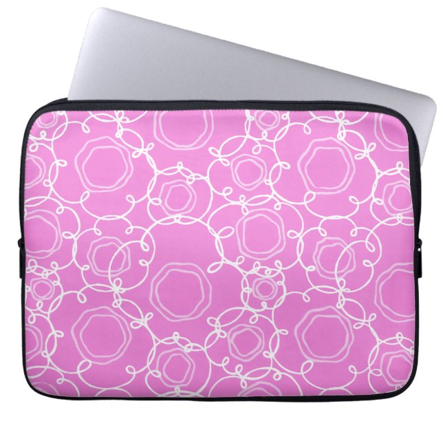 Abstrakt blommatris (mjuk rosa) finkonst laptop fodral (Framsidan)