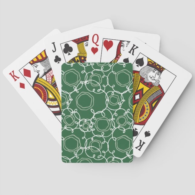 Abstrakt blommatris (mörkgrön) finkonst casinokort (Baksidan)