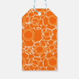 Abstrakt blommatris (Orange) finkonst Presentetikett