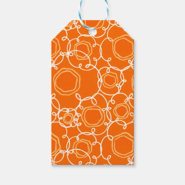 Abstrakt blommatris (Orange) finkonst Presentetikett (Framsidan)