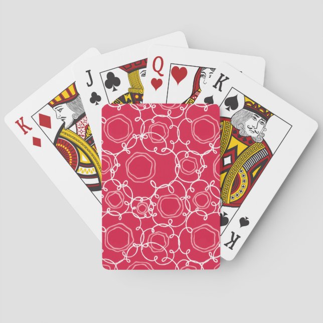 Abstrakt blommatris (röd) finkonst casinokort (Baksidan)