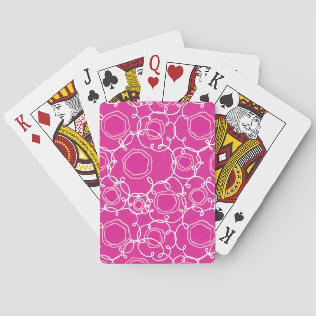Abstrakt blommatris (varm rosa) finkonst casinokort (Baksidan)