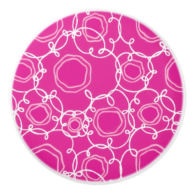 Abstrakt blommatris (varm rosa) finkonst knopp (Framsidan)