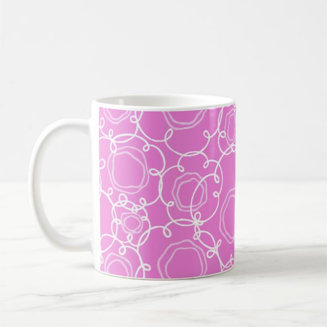 Abstrakt blommatrix (mjuk rosa) finkonst kaffemugg (Vänster)