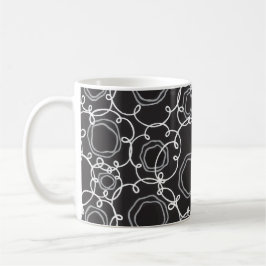 Abstrakt blommatrix (svart) finkonst kaffemugg