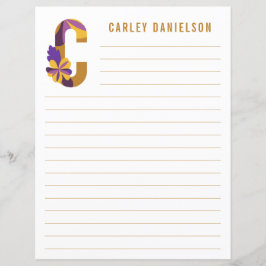 Abstrakt blommig alfabet linjerat papper