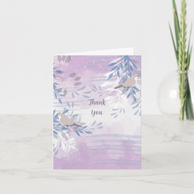 Abstrakt Blommig Botanisk Fåglar Tack Kort (Framsida)