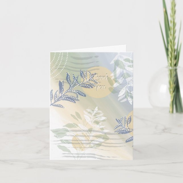 Abstrakt Blommig Botanisk Fåglar Tack Kort (Framsida)