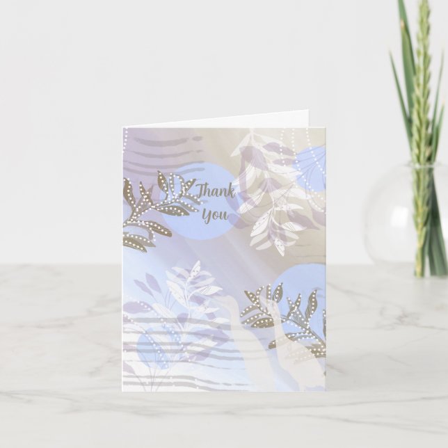 Abstrakt Blommig Botanisk Fåglar Tack Kort (Framsida)
