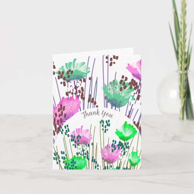 Abstrakt Blommig Botanisk Tacksamhetskort Tack Kort (Framsida)