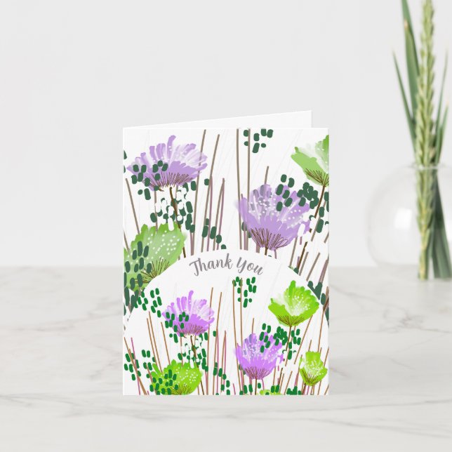 Abstrakt Blommig Botanisk Tacksamhetskort Tack Kort (Framsida)