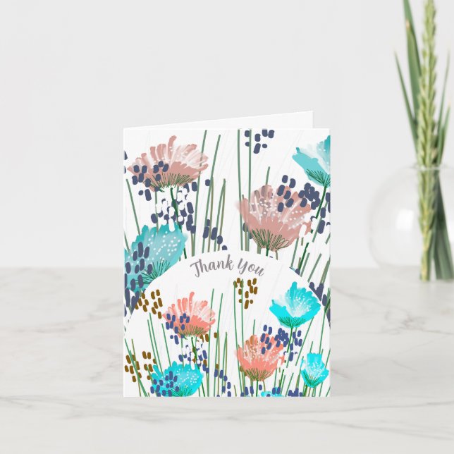 Abstrakt Blommig Botanisk Tacksamhetskort Tack Kort (Framsida)