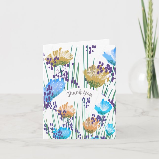 Abstrakt Blommig Botanisk Tacksamhetskort Tack Kort (Framsida)
