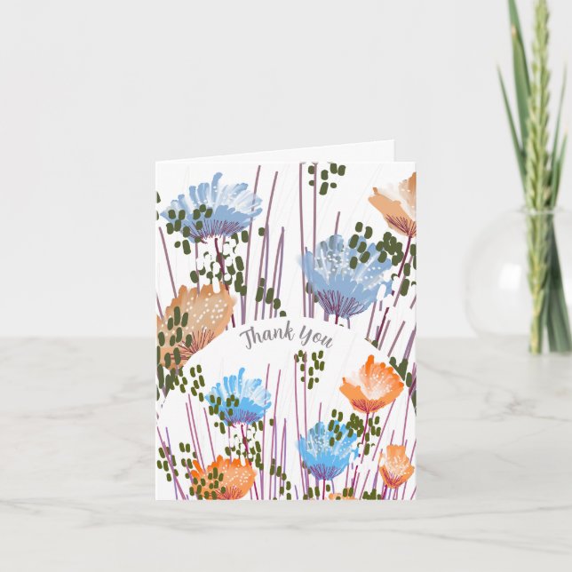 Abstrakt Blommig Botanisk Tacksamhetskort Tack Kort (Framsida)