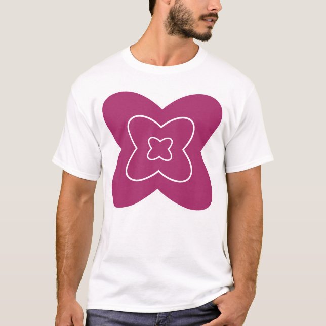 Abstrakt blommig design med magenta kronblad t shirt (Framsida)
