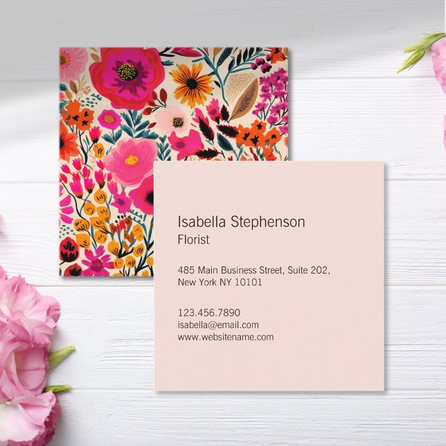 Abstrakt Blommig Färgrik Florist Fyrkantigt Visitkort (Skapare uppladdad)