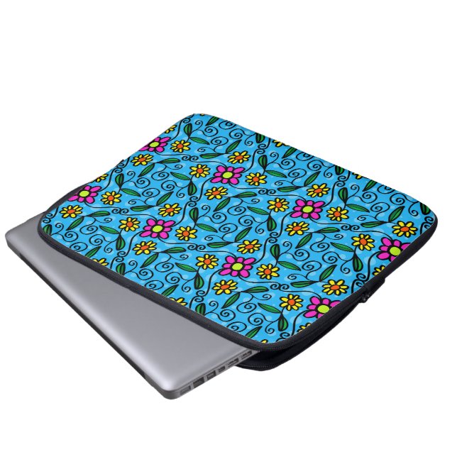 Abstrakt blommig laptopsleeve laptop fodral (Framre botten)