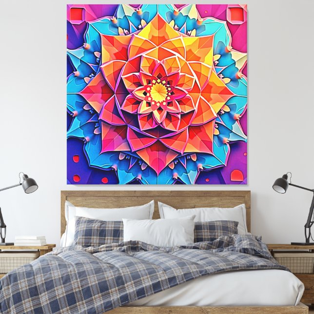 Abstrakt Blommig Prism Energi Print Konst Canvastryck (Insitu (sovrum))