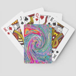 Abstrakt Blommig Psykedelisk Regnbågsfärgade Vågor Casinokort