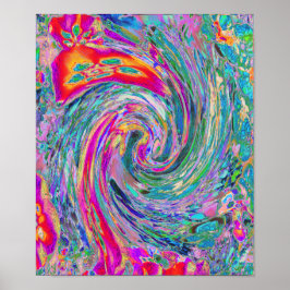 Abstrakt Blommig Psykedelisk Regnbågsfärgade Vågor Poster