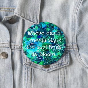 Abstrakt Blommig Teal Blå Grön Personlig Knapp