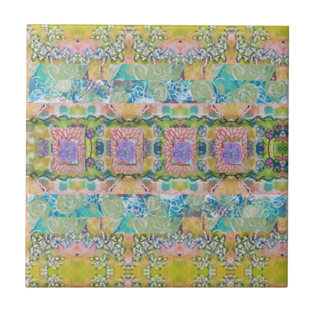 Abstrakt Blommigt Akryl Kakelplatta (Framsidan)