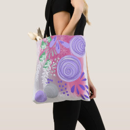 Abstrakt Blommigt Art Livsmedel Shopping Tote Bag Tygkasse