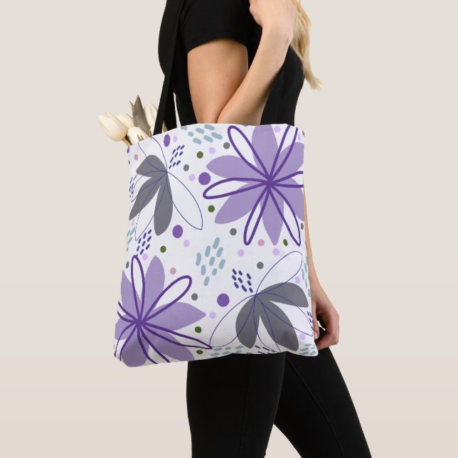 Abstrakt Blommigt Art Livsmedel Shopping Tote Bag Tygkasse (Närbild)