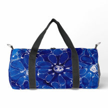 Abstrakt Blommigt Art Mönster Blue White Flowers
