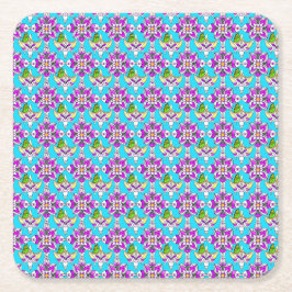 Abstrakt Blommigt Art nouveau Underlägg Papper Kvadrat