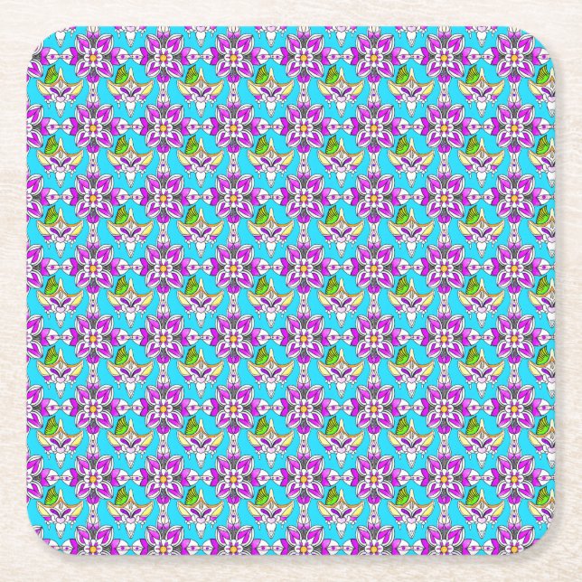 Abstrakt Blommigt Art nouveau Underlägg Papper Kvadrat (Framsidan)