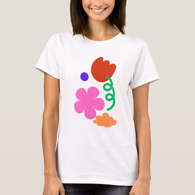 Abstrakt Blommigt Art T-Shirt - Vibrant Aesthetic  (Framsida)