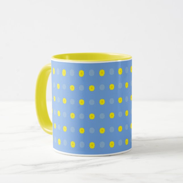 Abstrakt Blommigt av Gult Gerberas på Baby blue Mugg (Framsida vänster)