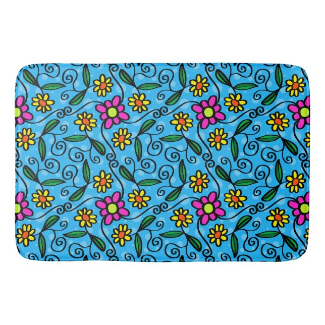 Abstrakt Blommigt Bath Mat Badrumsmatta (Framsidan)
