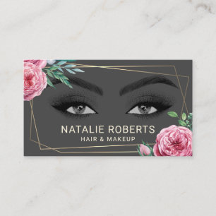 Abstrakt Blommigt Black Beauty Makeup Hair Visitkort